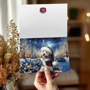 Cute Dog Christmas Card, Holiday Greeting Card, Festive Winter Scene, Merry Christmas Card, Christmas Card for Dog Lovers