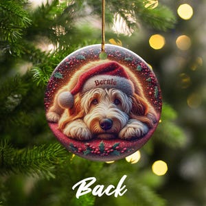 Puppy Santa Ornament, Goldendoodle Christmas Keepsake | Two-Sided Ceramic | 3 Inch Gift, Sublimation Festive Dog Decor image 6