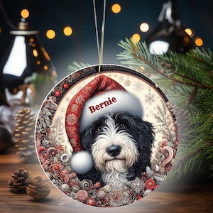 Vintage look Bernedoodle Ornament