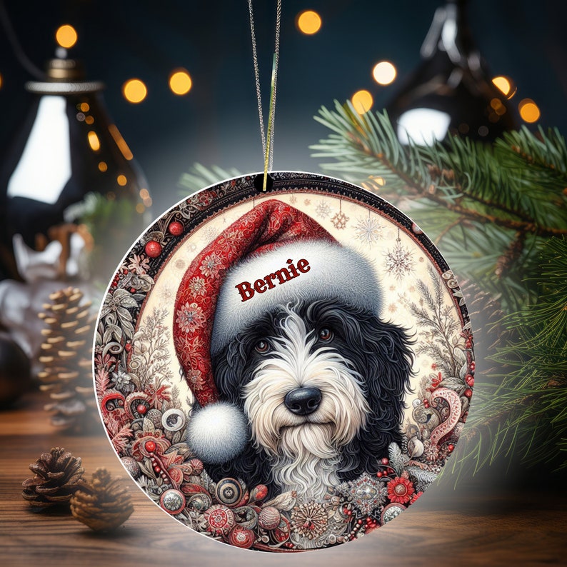 Vintage look Bernedoodle Ornament