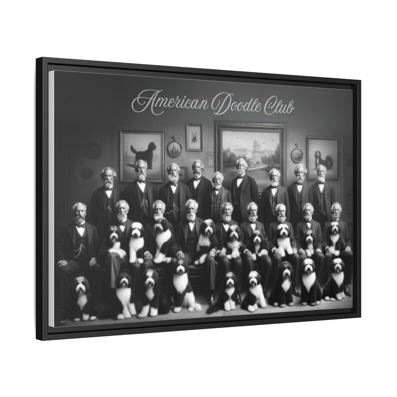Vintage Bernedoodle Canvas Art: 1800s American Doodle Club Style image 3