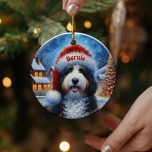 Personalized Dog Christmas Ornament, Holiday Pet Keepsake, Custom Pet Name Tree Decoration, Unique Dog Lover Gift, Festive Pet Decor