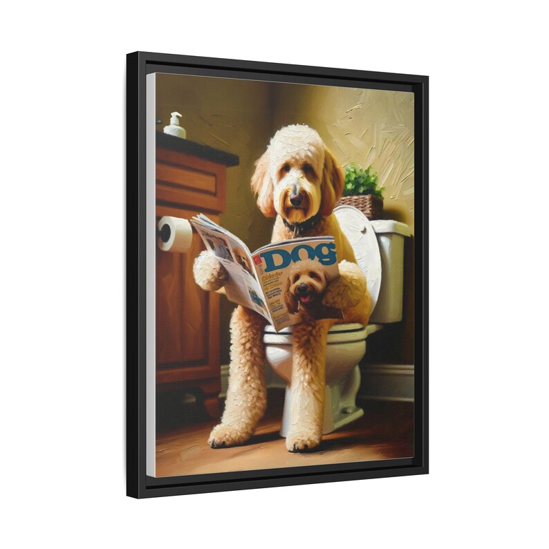 Goldendoodle Toilet Canvas Art: Funny Dog Bathroom Decor image 5
