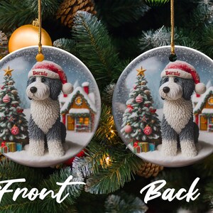 Dog Ceramic Ornament, Sheepadoodle Keepsake - Sublimation Art | Festive Dog Decor, Double Sided Artwork | 3 Inch Christmas Gift image 6
