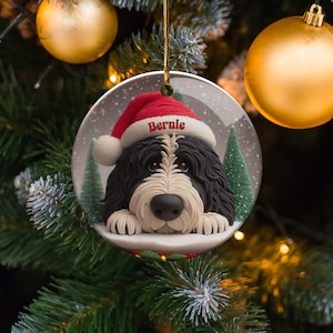 Custom Dog Ornament, Bernedoodle Pet Keepsake | Sublimation Ceramic | 2.76 Inch Round Front Back imagen 10