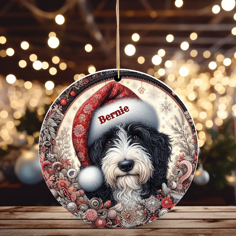 Vintage look Bernedoodle Ornament