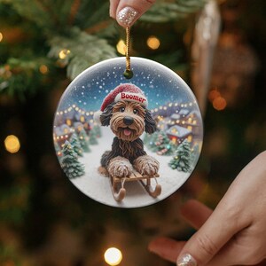 Personalized Dog Christmas Ornament, Custom Pet Holiday Keepsake, Cute Canine Decoration, Winter Wonderland Design