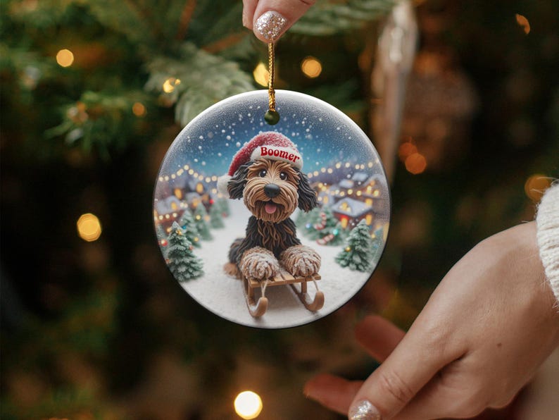 Personalized Dog Christmas Ornament, Custom Pet Holiday Keepsake, Cute Canine Decoration, Winter Wonderland Design