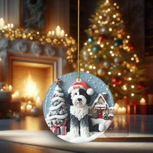 Sheepadoodle, Snow Globe Scene Ceramic Ornament | Sublimation | 3 Inch Custom Dog Name, Pet Lover Gift image 16