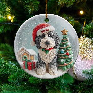 Custom Dog Ornament, Sheepadoodle Keepsake Shiny Flat | Sublimation | 3 Inch Ceramic Gift image 10