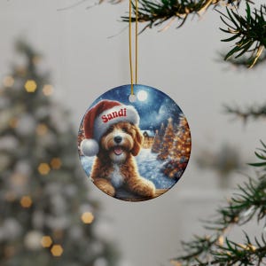 Personalized Dog Christmas Ornament, Custom Pet Holiday Decoration, Customizable Christmas Gift, Festive Tree Ornament