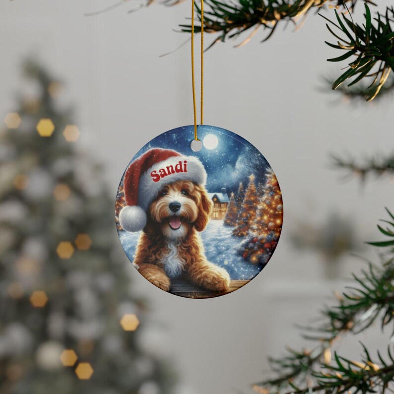 Personalized Dog Christmas Ornament, Custom Pet Holiday Decoration, Customizable Christmas Gift, Festive Tree Ornament