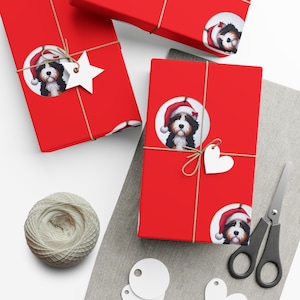 Bernedoodle-Themed Premium Wrapping Paper | High-Definition Dog Print | Custom Gift Wrap in Matte/Glossy Finish | 3 Sizes image 3