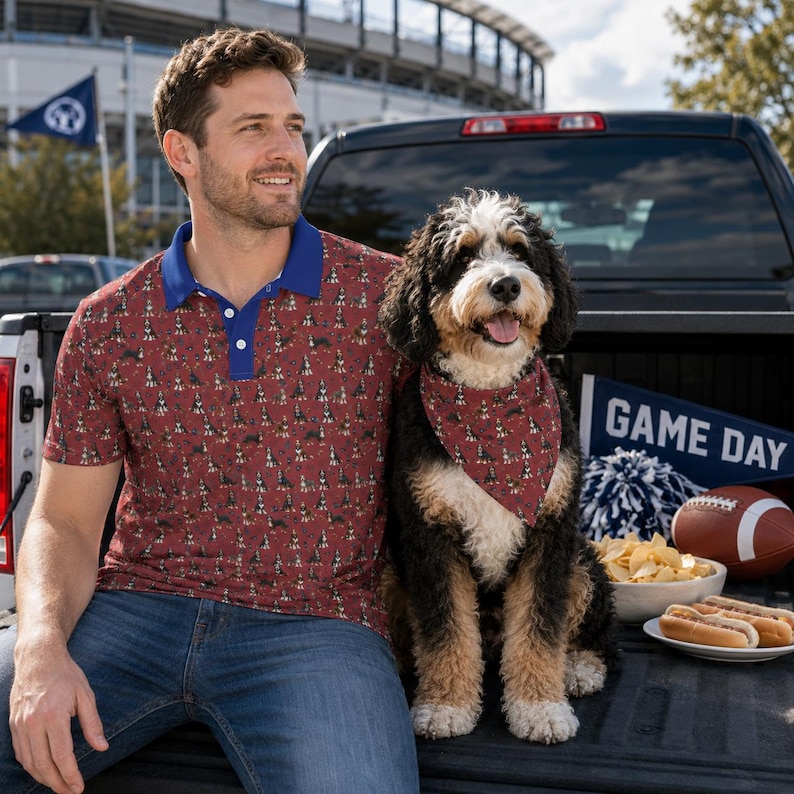 Bernedoodle Football Themed Polo - Dog Lover Polo Shirt image 12