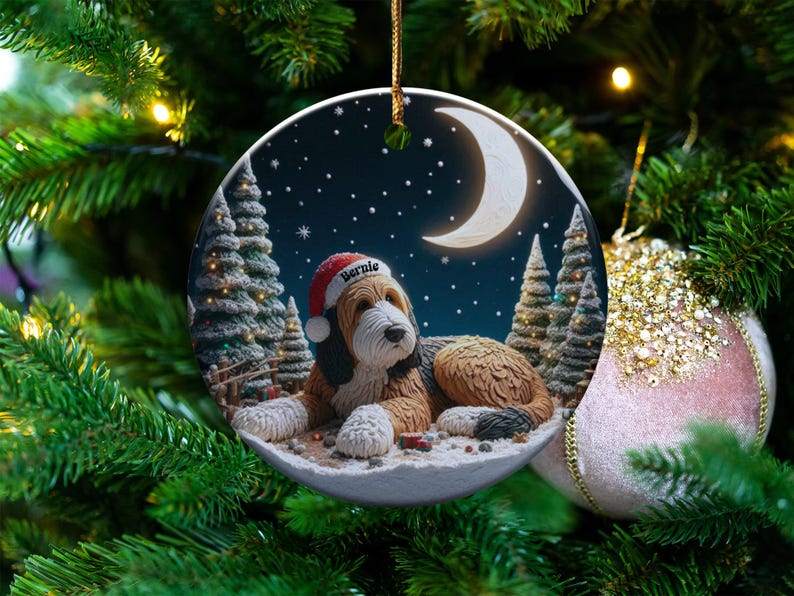Personalized Dog Christmas Ornament, Custom Pet Portrait Keepsake, Dog Lover Gift, Holiday Decor, Christmas Tree Decoration