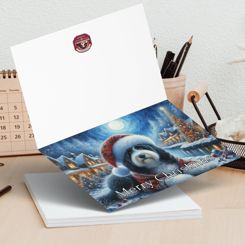 Cute Dog Christmas Card, Festive Holiday Greeting Card, Merry Christmas Card with Dog, Adorable Dog Christmas Stationery