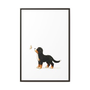 Bernedoodle Butterfly Canvas Art: Watercolor Ink Framed Print image 5