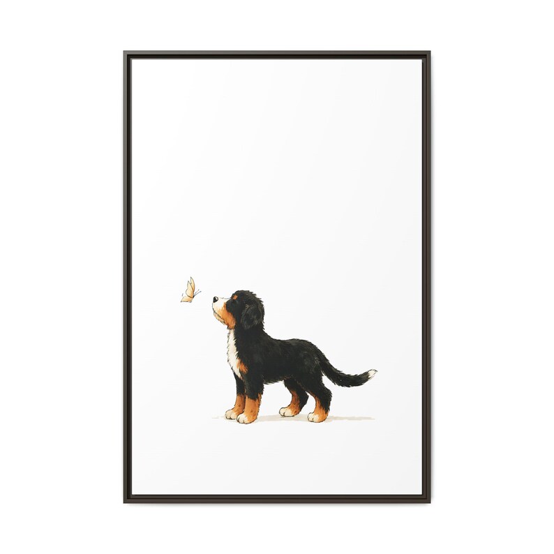 Bernedoodle Butterfly Canvas Art: Watercolor Ink Framed Print image 5