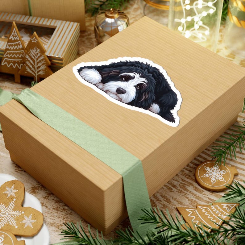 Cute Bernedoodle Sticker, Glossy Laptop Decal, Pet Lover Gift image 4