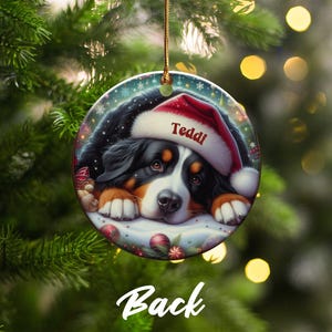 Bernese Mountain Dog Ornament, Custom Name Pet Keepsake | Double-Sided Ceramic | 3-Inch Sublimation Holiday Tree Decor immagine 5