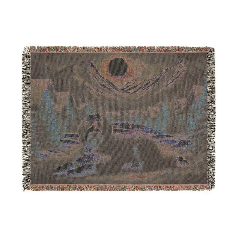 Bernedoodle Christmas Village in the Mountains Woven Blanket - Three Sizes Available image 9