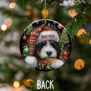 Custom Dog Christmas Ornament, Personalized Pet Holiday Decoration, Cute Puppy Xmas Tree Bauble, Pet Lover Gift