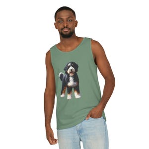 Bernedoodle Mom Tank Top, Cute Dog Rear View Design, Summer Fashion image 8