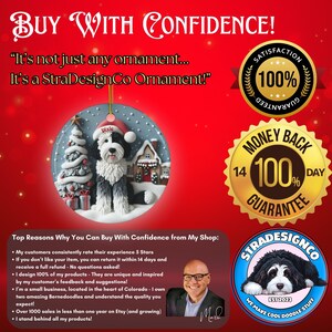 Sheepadoodle, Snow Globe Scene Ceramic Ornament | Sublimation | 3 Inch Custom Dog Name, Pet Lover Gift image 2