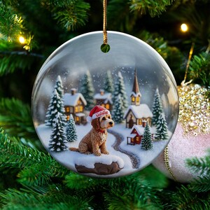 Personalized Custom Dog Ornament, Holiday Christmas Tree Decor, Pet Lover Gift, Winter Wonderland Scene, Dog Mom Dad Present