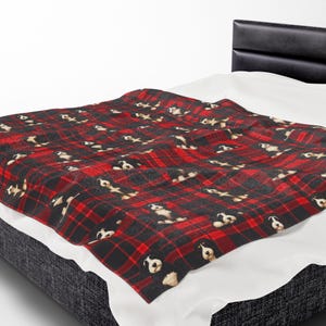 Couverture Bernedoodle - Motif écossais de Noël en velours côtelé avec chien Doodle image 12