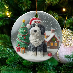 犬のセラミックオーナメント、シープードル好きへのギフト - 昇華プリントデザイン | 3インチの平らな記念品 | クリスマスツリーのアクセント 画像 10