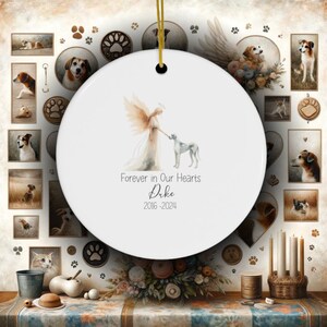 Personalized Great Dane Pet Memorial Ornament, Watercolor Design, Pet's Name Gift, Custom Pet Name Gift, Personalized Pet Tribute Ceramic Ornament, Pet Loss Gift