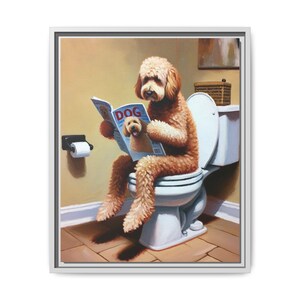 Funny Goldendoodle Toilet Canvas Art: Dog Lover Bathroom Decor image 4