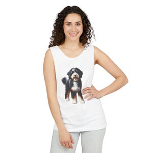 Bernedoodle Mom Tank Top, Cute Dog Rear View Design, Summer Fashion image 9