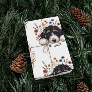 Bernedoodle Gift Wrap, Floral Dog Lover Wrapping Paper image 7