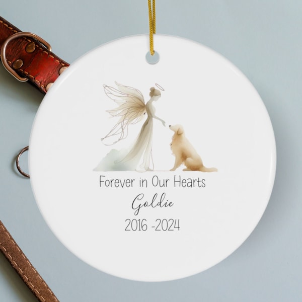 Memorial Ornament, Golden Retriever Keepsake | Ceramic, Sublimation Print | 2.76 Inch Circle, Pet Loss Gift