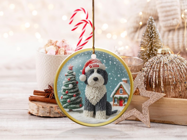 Personalized Christmas Dog Ornament, Holiday Decorating, Custom Pet Keepsake, Festive Tree Decoration, Dog Lover Gift, Home Decor