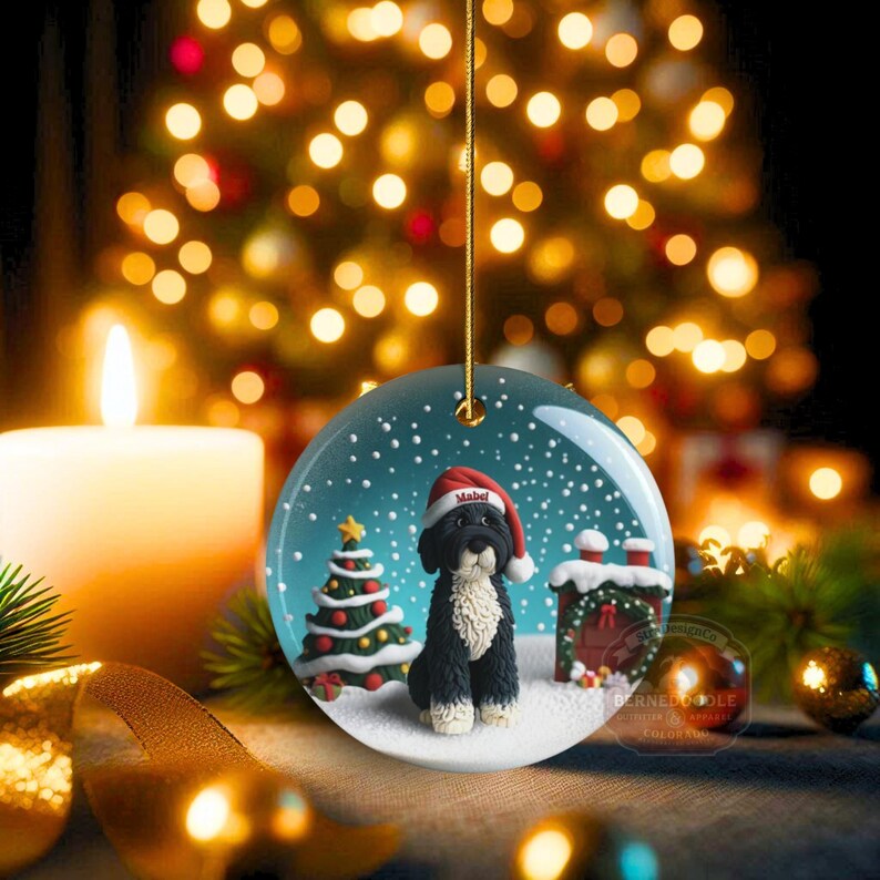 Bernedoodle Ornament, Custom Pet Christmas Decor | Sublimation | 3 Inch 2 Sided Ceramic Heirloom Gift For Dog Lover image 19
