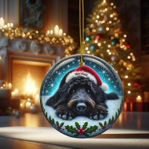 Personalized Black Doodle Dog Christmas Ornament - Festive Ceramic Decoration | Sublimation | 3 Inch Custom Pet Tree Keepsake image 12