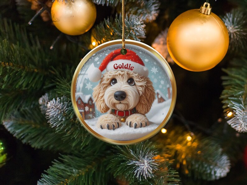 Custom Holiday Dog Ornament, Cute Puppy Christmas Decoration, Personalized Pet Keepsake, Festive Dog Lover Gift, Unique Pet Ornament