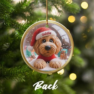 Personalized Dog Christmas Ornament, Custom Pet Name Holiday Decoration, Cute Puppy Xmas Tree Decoration, Dog Lover Gift