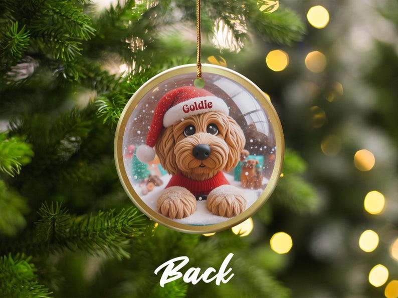 Personalized Dog Christmas Ornament, Custom Pet Name Holiday Decoration, Cute Puppy Xmas Tree Decoration, Dog Lover Gift