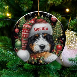 Bernese Mountain Dog Christmas Ornament, Cute Christmas Tree Decoration, Festive Holiday Gift, Dog Lovers Ornament