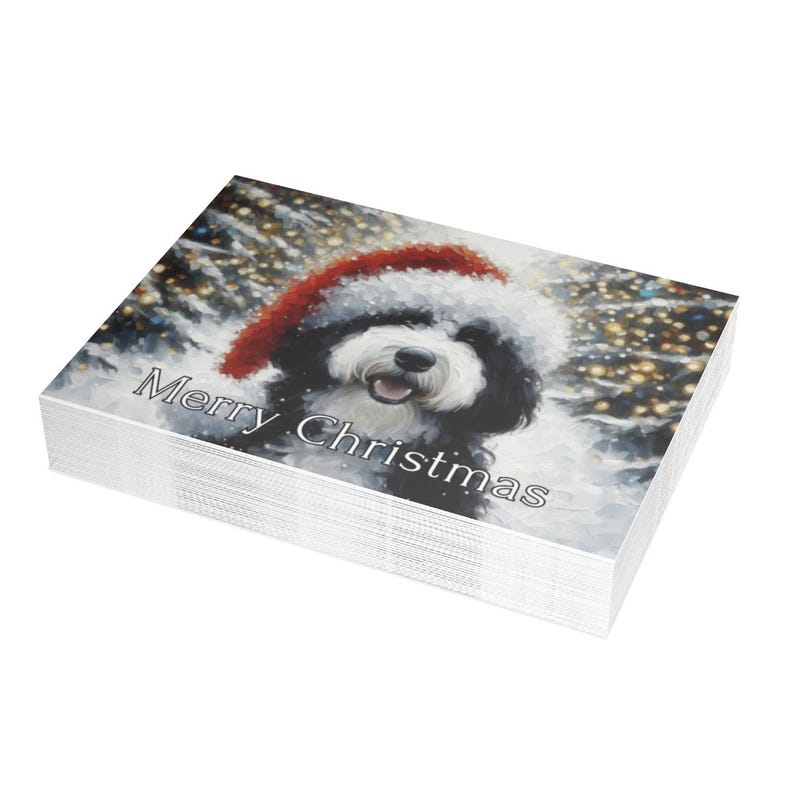 Cute Dog in Santa Hat Art Print, Merry Christmas Wall Decor, Festive Holiday Decoration, Seasonal Artwork for Dog Lovers
