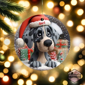 Merle Great Dane Clay Illustration Style Ornament