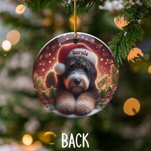 Custom Bernedoodle, Festive Tree Decor Ornament | Sublimation Print | Two-Sided Pet Lover Gift Keepsake image 4