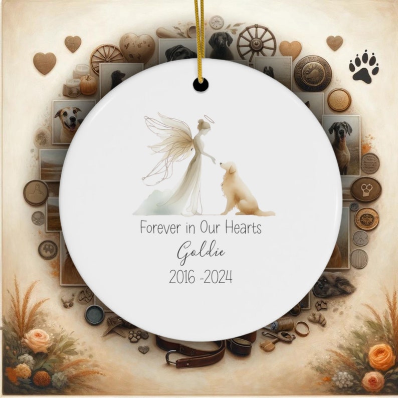 Personalized Golden Retriever Memorial, Watercolor Design Ornament, Dog Name Gift, Personalized Pet Tribute Gift, Golden Ornament, Pet Loss