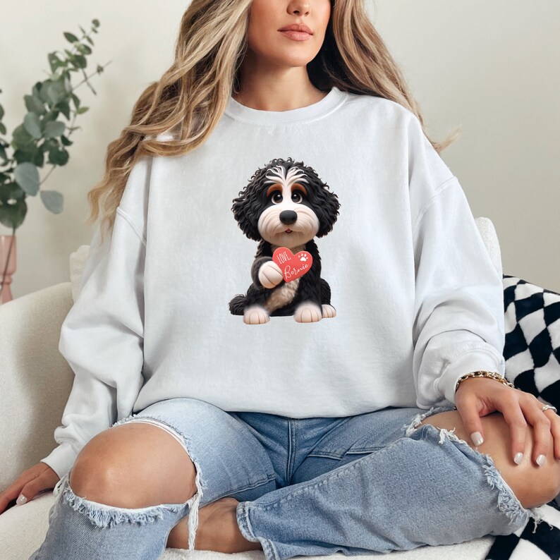 Bernedoodle mom sweatshirt,berndoodle mom, mom sweatshirt, valentine bernedoodle, valentine dog gift, dog sweatshirt, personalized dog sweatshirt,doodle mama, doodle fan, bernedoodle enthusiast gift.