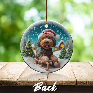 Personalized Dog Christmas Ornament, Cute Dog Sledding Scene, Custom Pet Holiday Decoration, Festive Winter Pet Gift