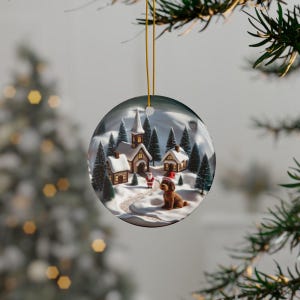 Christmas Village Scene Ornament, Holiday Tree Decoration, Festive Home Decor, Winter Wonderland Ornament, Perfect Gift Ideas